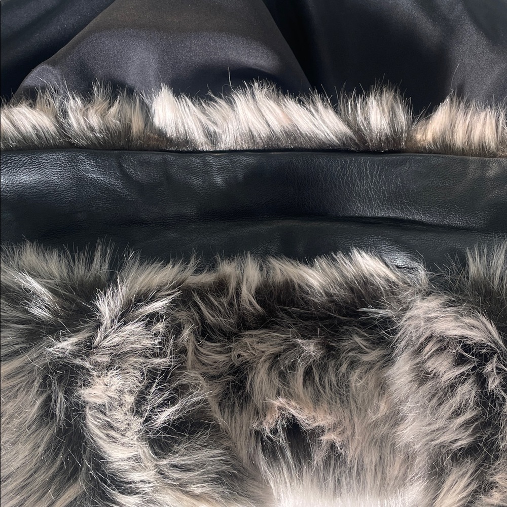 Cupcakes & Cashmere Faux Fur Vest w/ Vegan Leather Trim - Gray and Black, Small - Picture 14 of 14